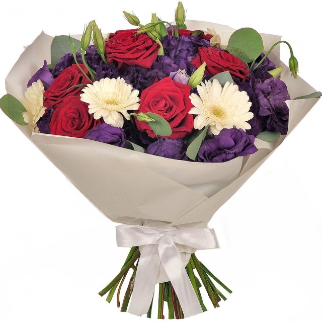 Букет из Роз, Гермини и Лизиантуса «Бархатная ночь» Букет из Роз, Гермини и Лизиантуса «Бархатная ночь»