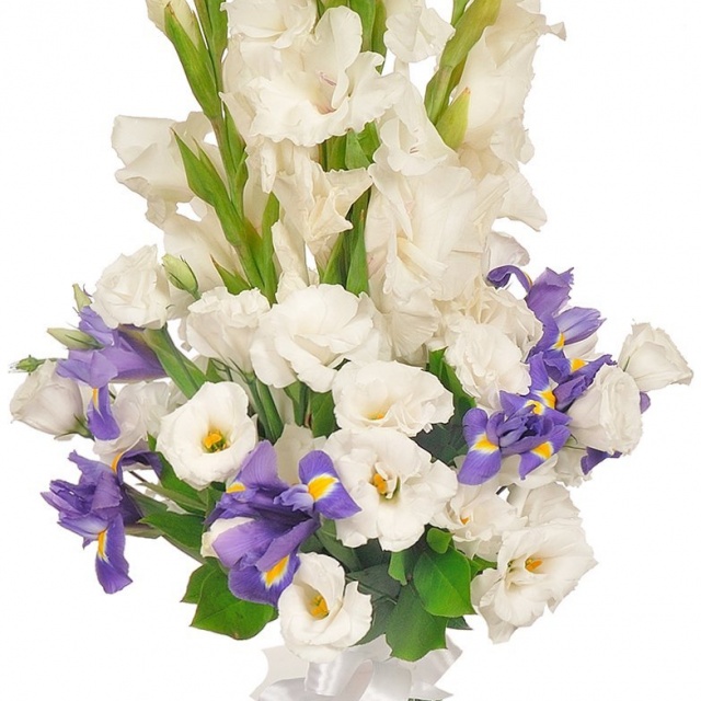 Букет из Ирисов, Лизиантусов и Гладиолусов «Школьный вальс» Букет из Ирисов, Лизиантусов и Гладиолусов «Школьный вальс»