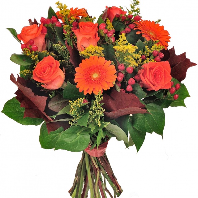 Букет из Роз, Гермини и Гиперикума «Осенний восторг» Букет из Роз, Гермини и Гиперикума «Осенний восторг»