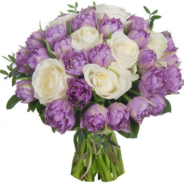 Букет из Роз и Тюльпанов «Сиреневый» Букет из Роз и Тюльпанов «Сиреневый»