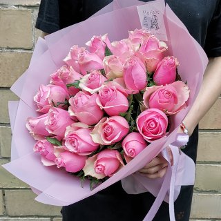 Роза 40 см Кения розовая 25 шт