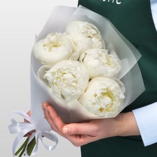 Букет из белых Пионов «Белый ангел» 5шт. Букет из белых Пионов «Белый ангел» 5шт.