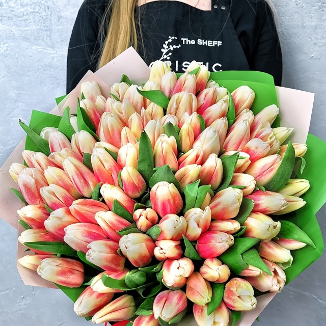 Букет Тюльпанов 75 шт «Мечтательной» Букет Тюльпанов 75 шт «Мечтательной»