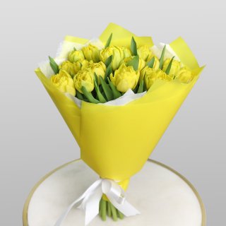 Букет Желтых Пионовидных Тюльпанов «Лимонный щербет»