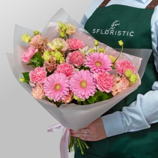 Букет из Гермини, Эустом и Гвоздик «Секрет вдохновения» Букет из Гермини, Эустом и Гвоздик «Секрет вдохновения»