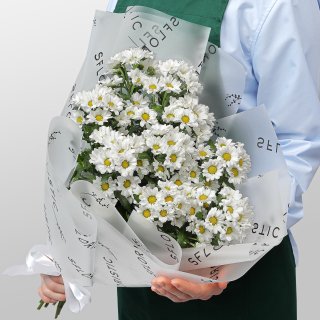 Букет из Белых Хризантем Сантини 9 шт «Верное Сердце» Букет из Белых Хризантем Сантини 9 шт «Верное Сердце»