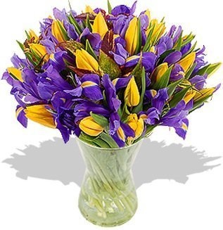 Букет из Тюльпанов и Ирисов «Закат и луна» Букет из Тюльпанов и Ирисов «Закат и луна»