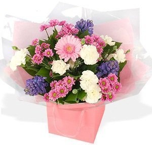 Композиция из Гиацинтов, Хризантем и Гвоздик «Мари» Композиция из Гиацинтов, Хризантем и Гвоздик «Мари»