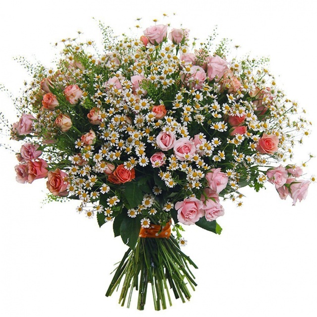 Букет из кустовых Роз и Ромашек «Прекрасное настроение» Букет из кустовых Роз и Ромашек «Прекрасное настроение»