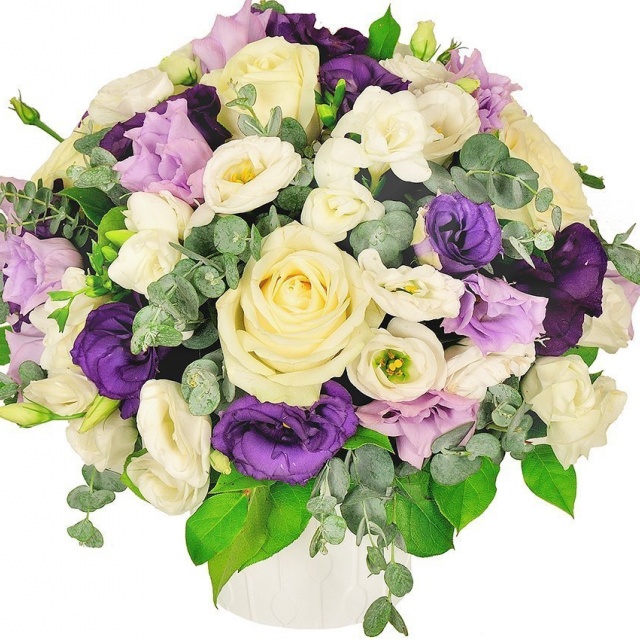 Композиция из Роз и Лизиантуса «Танец дриад» Композиция из Роз и Лизиантуса «Танец дриад»