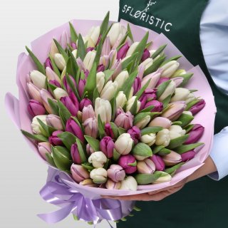 Букет из Тюльпанов «Нескучные тюльпаны» Букет из Тюльпанов «Нескучные тюльпаны»