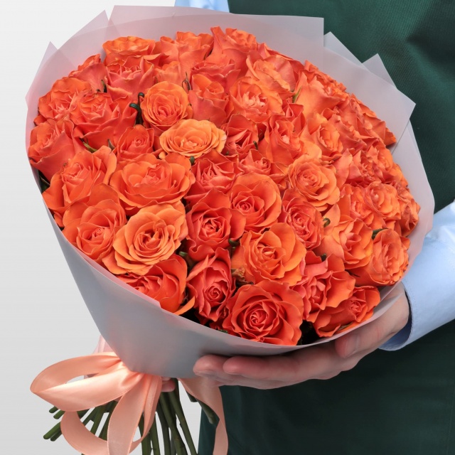 Букет из оранжевых Роз Кения 40 см 51 шт «Оранжевое небо» Букет из оранжевых Роз Кения 40 см 51 шт «Оранжевое небо»