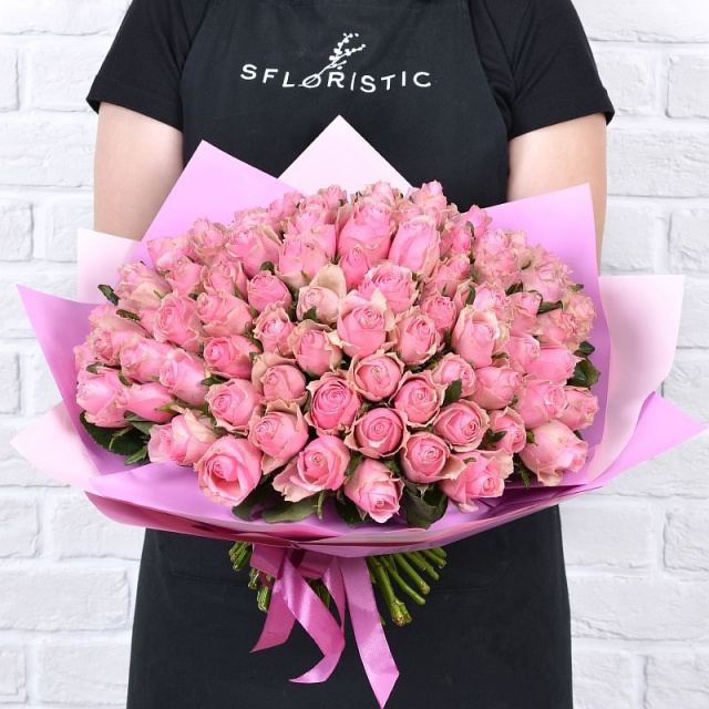 Роза Кения нежно-розовая 101шт 40 см Роза Кения нежно-розовая 101шт 40 см