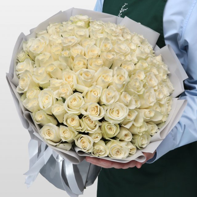 Букет из белых Роз Кения 101 шт 40 см «Свет Моей Души» Букет из белых Роз Кения 101 шт 40 см «Свет Моей Души»