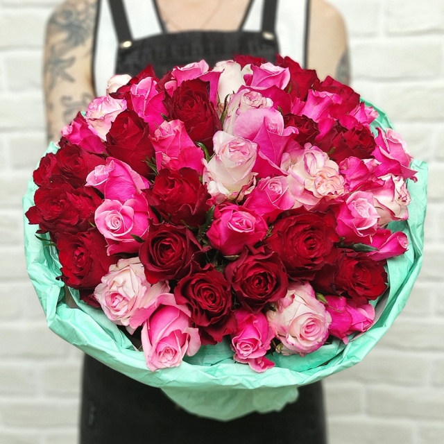 Роза Кения Красно-розовый микс 40 см Роза Кения Красно-розовый микс 40 см