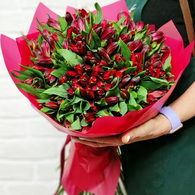 Букет из красной Альстромерии «Страсть» Букет из красной Альстромерии «Страсть»