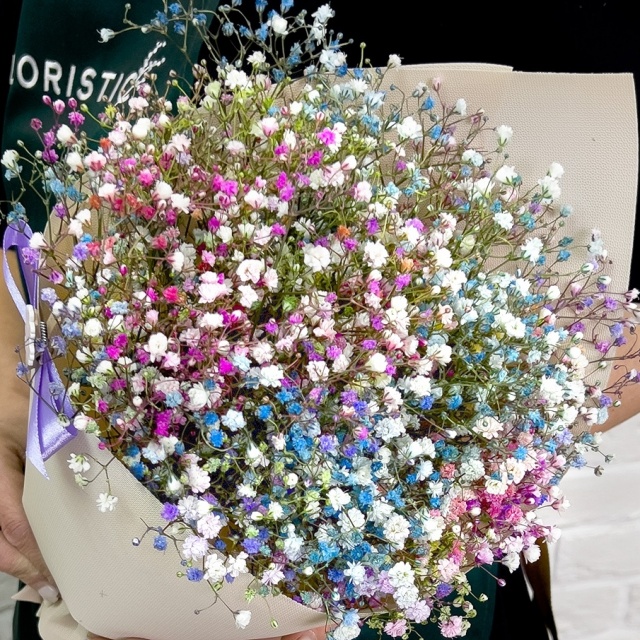 Букет из Радужной Гипсофилы «Калейдоскоп» Букет из Радужной Гипсофилы «Калейдоскоп»