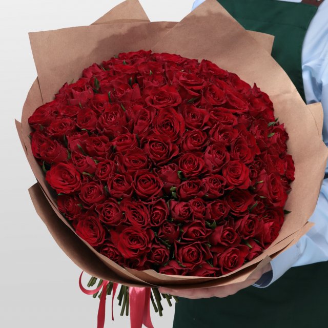 Букет из красной Розы Кения 40 см 101 шт «Роскошной» Букет из красной Розы Кения 40 см 101 шт «Роскошной»