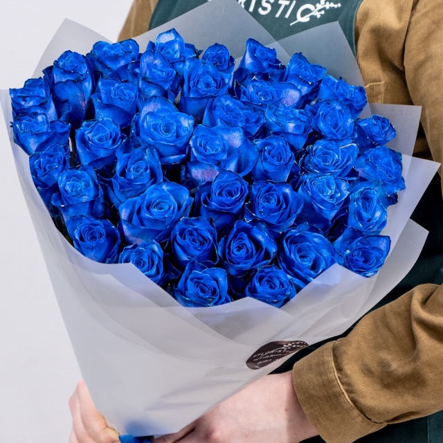 Букет из синих роз 60 см 39 шт «Большая волна» Букет из синих роз 60 см 39 шт «Большая волна»
