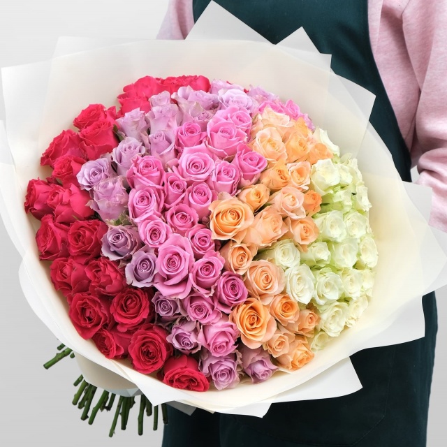 Букет из Роз 101 шт 40 см «Сказочный закат» Букет из Роз 101 шт 40 см «Сказочный закат»