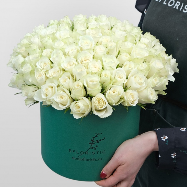 Композиция из Роз 101 шт 40 см «Утренняя роса» Композиция из Роз 101 шт 40 см «Утренняя роса»