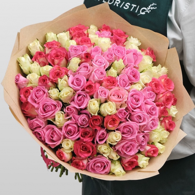 Букет из кенийских Роз 101 шт 40 см «Аннабет» Букет из кенийских Роз 101 шт 40 см «Аннабет»