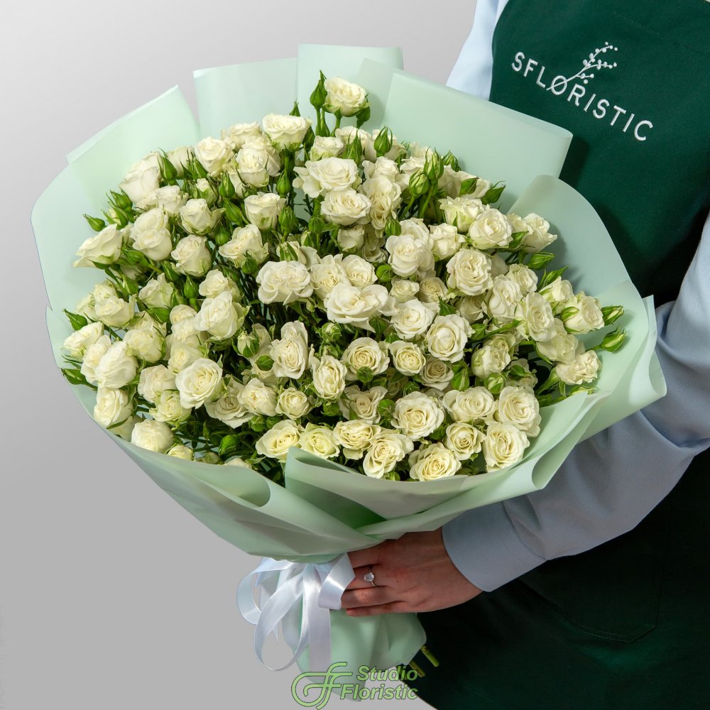 Букет из кустовых Роз «Белый шелест» Букет из кустовых Роз «Белый шелест»