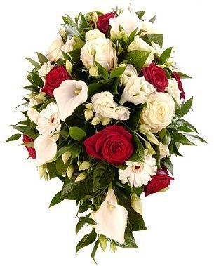 Композиция из Калл, Роз и Гербер «Красно-белое дыхание» Композиция из Калл, Роз и Гербер «Красно-белое дыхание»