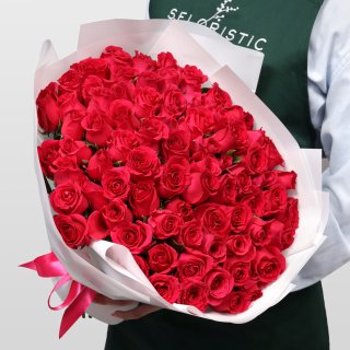 Букет Роз Кения 75 шт «Энергия любви» Букет Роз Кения 75 шт «Энергия любви»