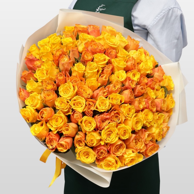 Букет Роз Кения 101 шт «Солнечная история» Букет Роз Кения 101 шт «Солнечная история»