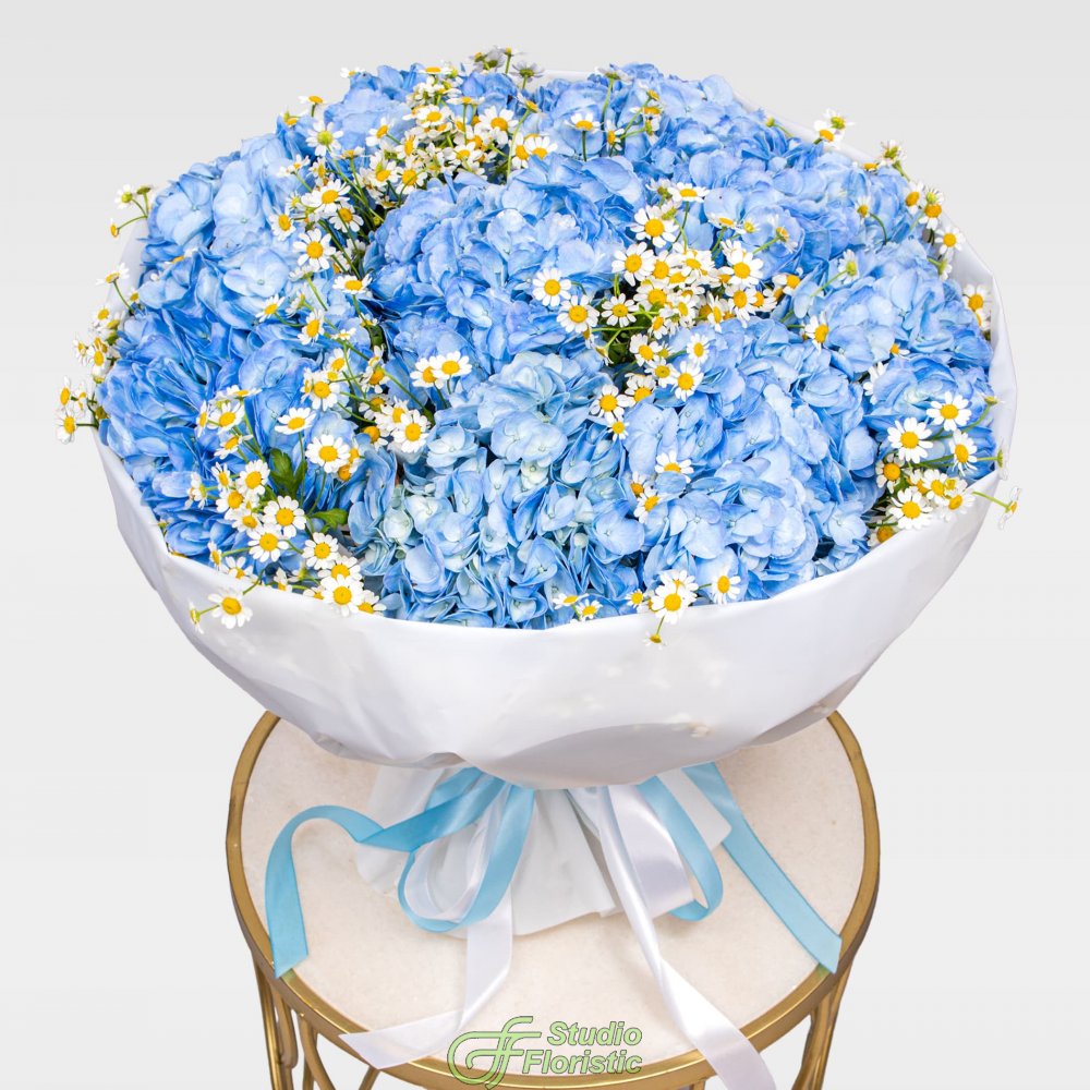 Букет из Гортензий и Ромашек «Небо в ромашках» Букет из Гортензий и Ромашек «Небо в ромашках»