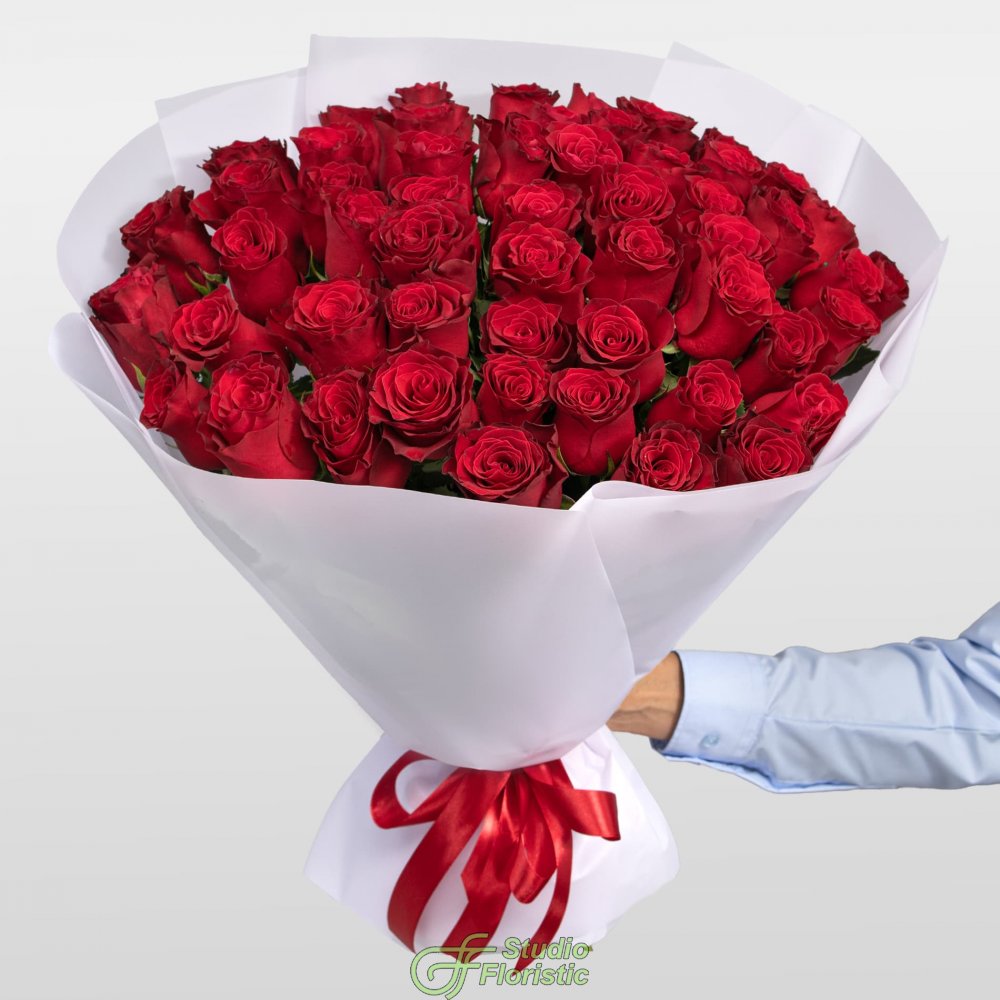 Букет Роз Кения 60 см 51 шт «Вечер в Бордо» Букет Роз Кения 60 см 51 шт «Вечер в Бордо»