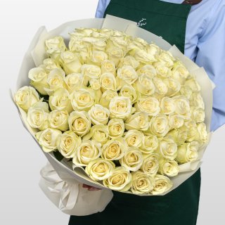 Букет Роз Кения 60 см 75 шт «Эталон чистоты» Букет Роз Кения 60 см 75 шт «Эталон чистоты»