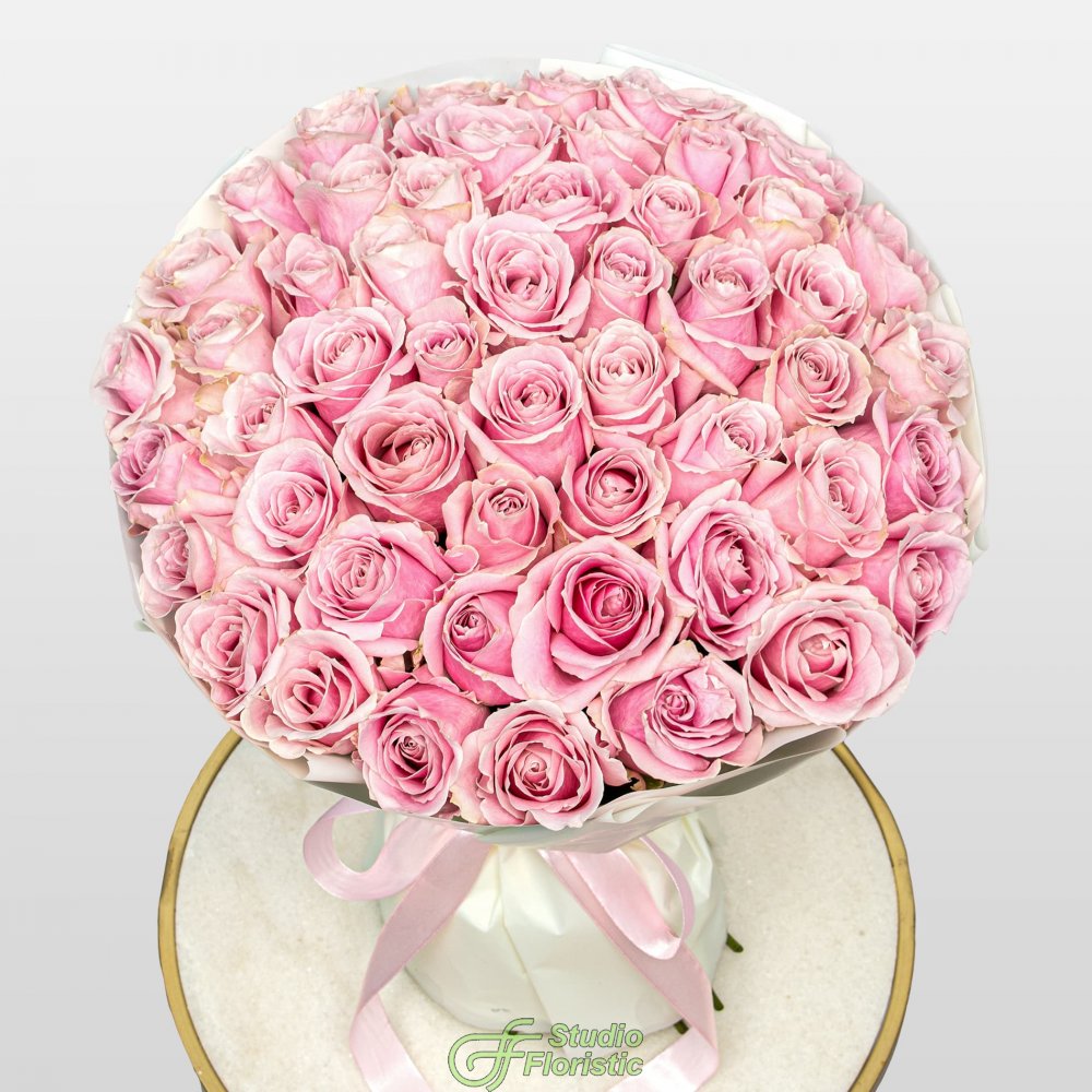 Букет из розовых Роз Россия 51 шт «Облако Нежности» Букет из розовых Роз Россия 51 шт «Облако Нежности»