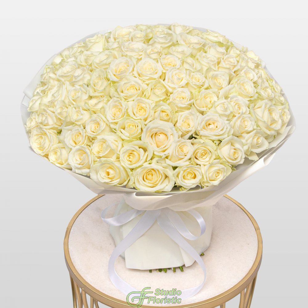 Букет из белых Роз Россия 101 шт «Абсолютная Роскошь» Букет из белых Роз Россия 101 шт «Абсолютная Роскошь»