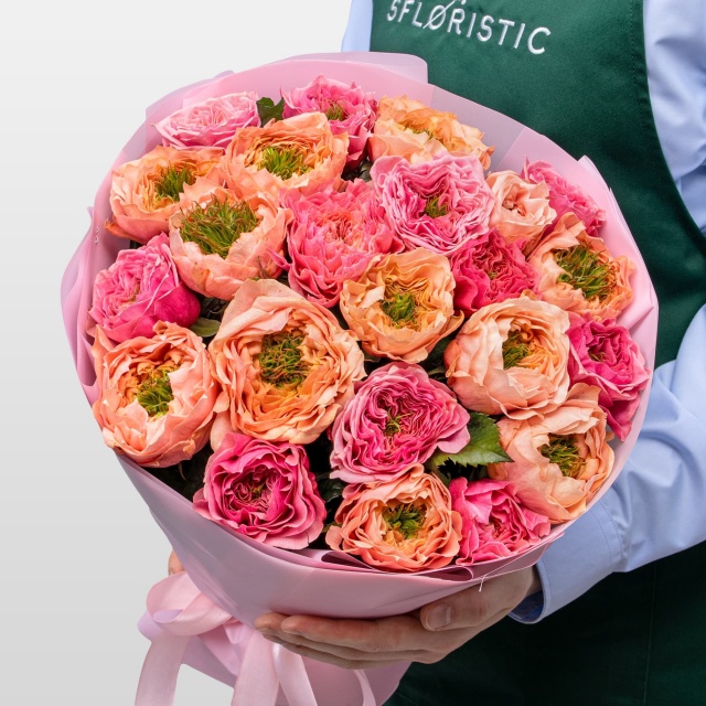 Букет из Пионовидных Роз Риджентс Парк и Питер Парк 23 шт «Фруктовый Сорбет» Букет из Пионовидных Роз Риджентс Парк и Питер Парк 23 шт «Фруктовый Сорбет»