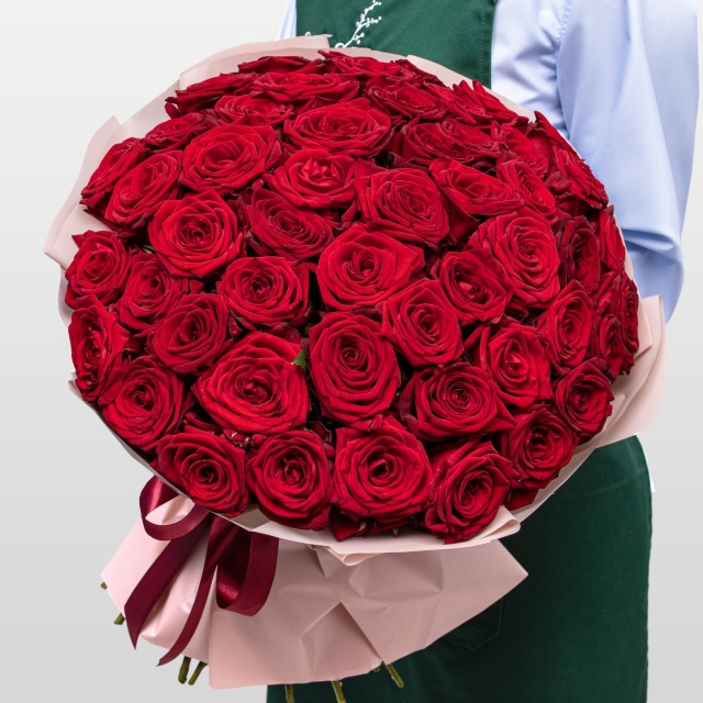 Букет из красных Роз Россия 51 шт «Огненное Сердце» Букет из красных Роз Россия 51 шт «Огненное Сердце»