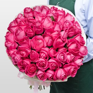 Букет из розовых Роз Россия 51 шт «Энергия Восхищения» Букет из розовых Роз Россия 51 шт «Энергия Восхищения»