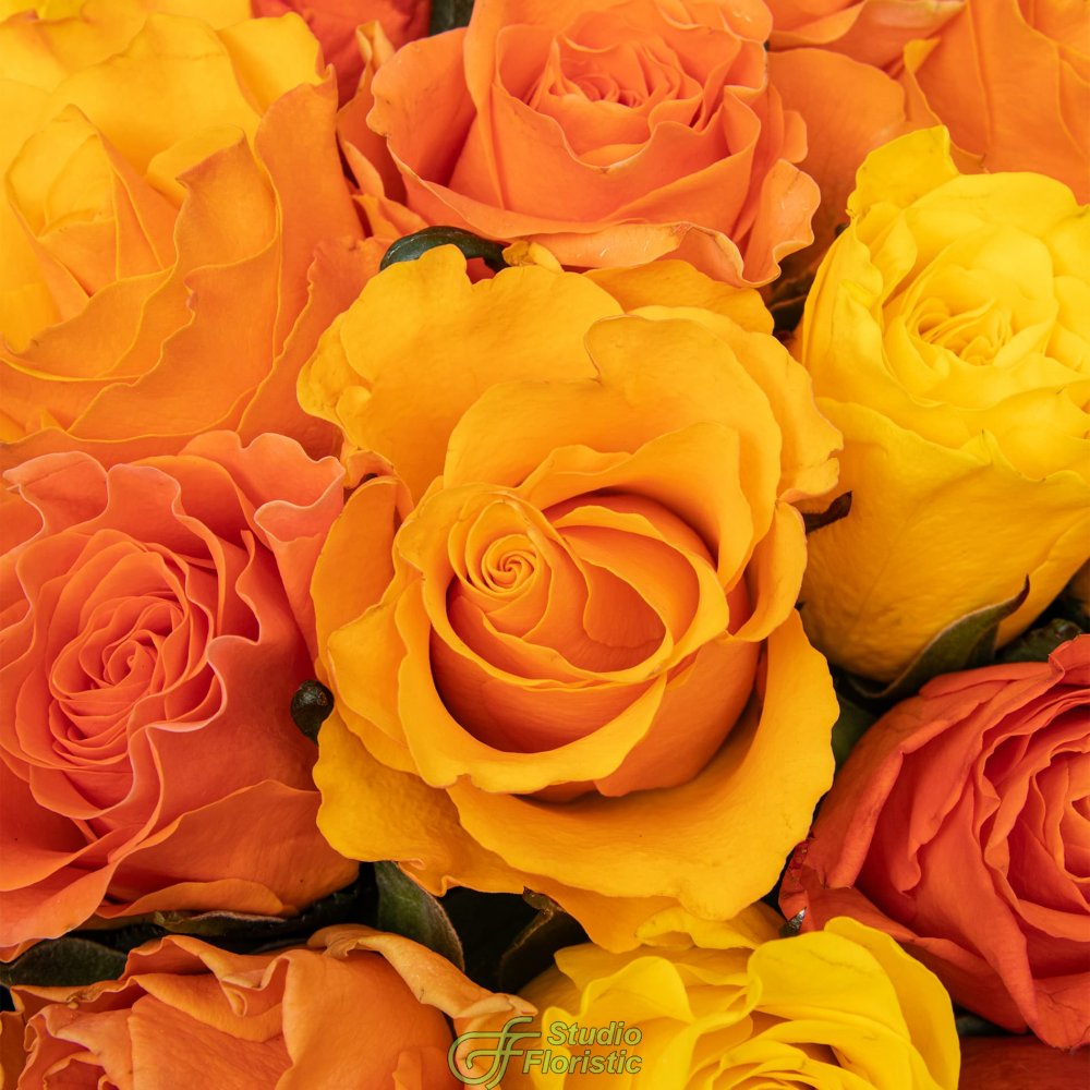Букет Роз Кения 40 см желто-оранжевый микс 31 шт «Витамин Счастья» Букет Роз Кения 40 см желто-оранжевый микс 31 шт «Витамин Счастья»