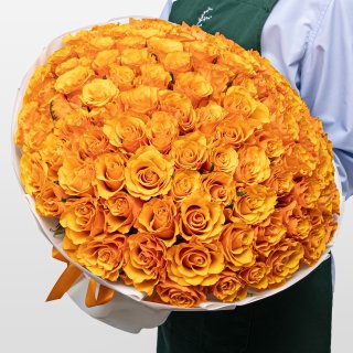 Букет оранжевых Роз Кения 40 см 101 шт «Золото Инков» Букет оранжевых Роз Кения 40 см 101 шт «Золото Инков»