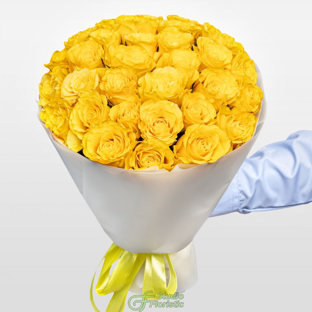 Букет желтых Роз Кения 40 см 31 шт «Солнечный Поцелуй» Букет желтых Роз Кения 40 см 31 шт «Солнечный Поцелуй»