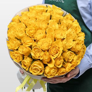 Букет желтых Роз Кения 40 см 51 шт «Лимонный Бархат» Букет желтых Роз Кения 40 см 51 шт «Лимонный Бархат»