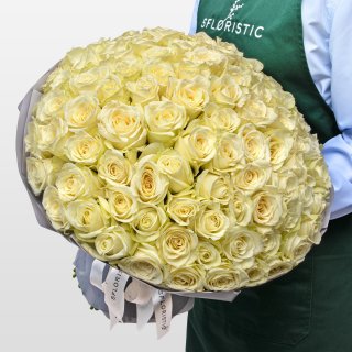 Букет белых Роз Кения 40 см 101 шт «Чистота Небес» Букет белых Роз Кения 40 см 101 шт «Чистота Небес»