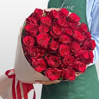 Букет из красных Роз 80 см 31 шт «Жаркий Поцелуй» Букет из красных Роз 80 см 31 шт «Жаркий Поцелуй»