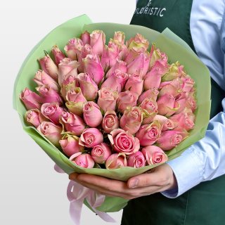 Букет из розовых Роз Кения 40 см 51 шт «Признание без Слов» Букет из розовых Роз Кения 40 см 51 шт «Признание без Слов»