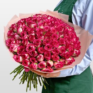 Букет из розовых Роз Кения 40 см 101 шт «Притяжение» Букет из розовых Роз Кения 40 см 101 шт «Притяжение»
