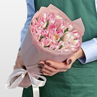 Букет из нежно-розовых Пионовидных Тюльпанов 25 шт «Улыбка Нимфы» Букет из нежно-розовых Пионовидных Тюльпанов 25 шт «Улыбка Нимфы»