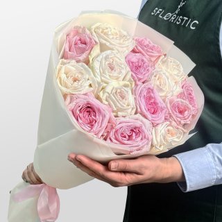 Букет из Пионовидных Роз 15 шт «Счастье вдвоем» Букет из Пионовидных Роз 15 шт «Счастье вдвоем»