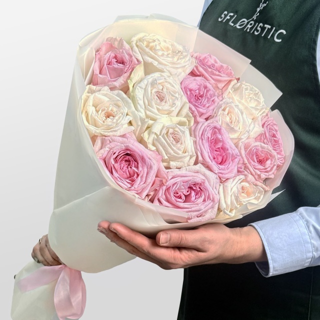 Букет из Пионовидных Роз 15 шт «Счастье вдвоем» Букет из Пионовидных Роз 15 шт «Счастье вдвоем»