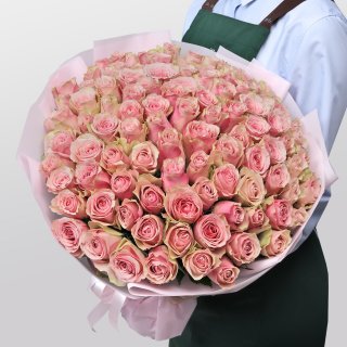 Букет из розовых Роз Кения 60 см 101 шт «Нежный Шлейф» Букет из розовых Роз Кения 60 см 101 шт «Нежный Шлейф»